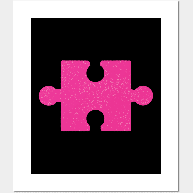 We "Click" - Pink puzzle piece Wall Art by Scrabbly Doodles